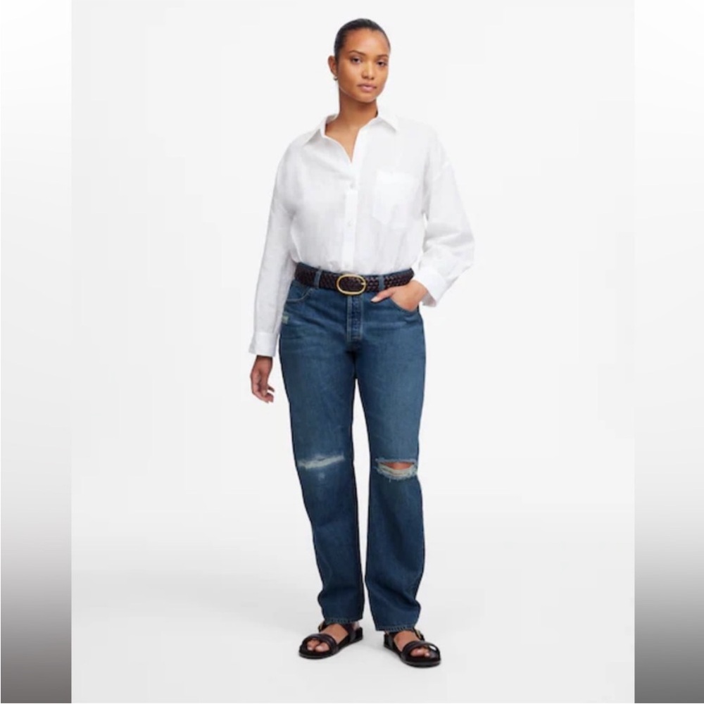 NWT Madewell Curvy Dean Easy Straight Crop Jean in Labette Wash Size 25